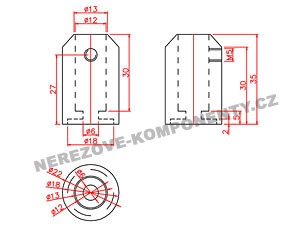 Držák nerezového prutu 12 mm - přímý